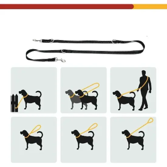 Happilax 6.5ft Adjustable Dog Leash for Large Breeds - Black image {2}