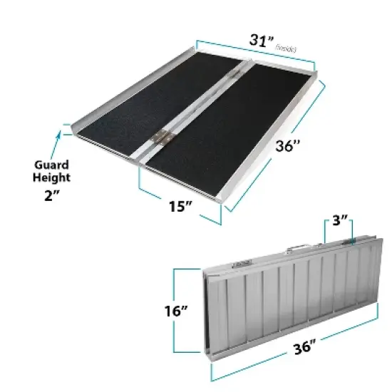 AllCure 3' (36" x 31") Extra Wide Aluminum Foldable Wheelchair Loading Ramp image {3}