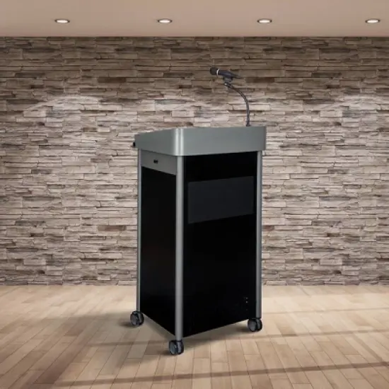 Greystone Lectern with Sound Lecture Podium Charcoal Slate - Hampden Furnishings image {7}