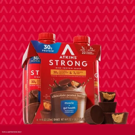 Atkins Strong 30g High Protein Shake - Chocolate Peanut Butter - 44 fl oz/4pk image {2}