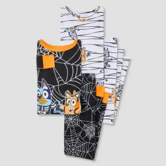 Boys' 4pc Bluey Long Sleeve Halloween Pajama Set - Orange/Black image {4}