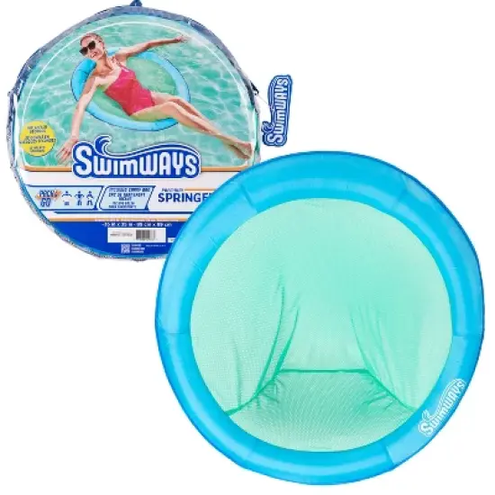 SwimWays Spring Float Papasan Pool Lounger with Hyper-Flate Valve - Blue image {13}