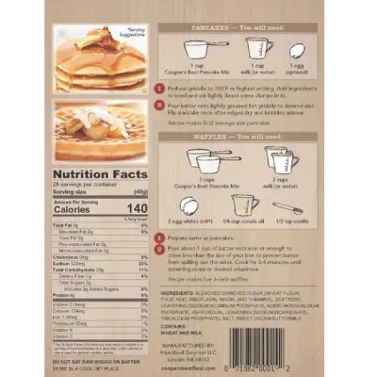 Cooper's Best Flour 2.5 lb Buttermilk Pancake Mix - Pack of 2 image {3}