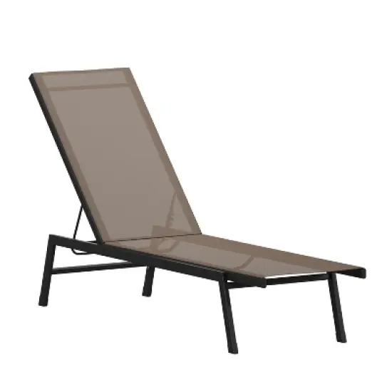 Emma and Oliver Textilene Adjustable 5 Position Patio Chaise Lounge and Metal Frame image {3}