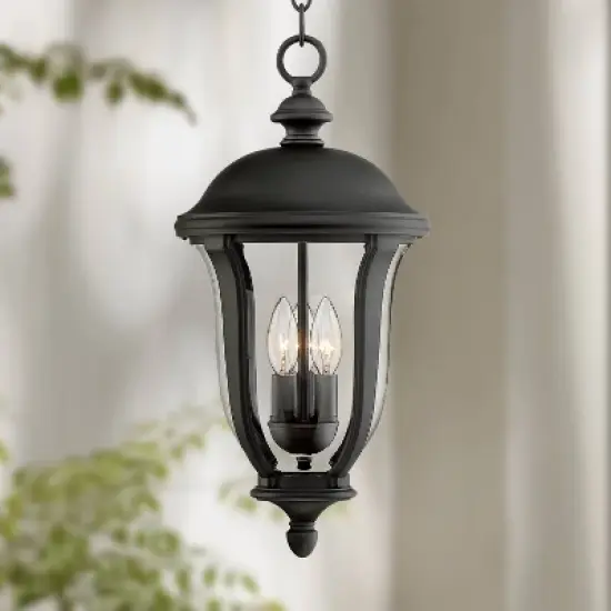 John Timberland Park Sienna Vintage Outdoor Hanging Light Black Metal 20" Clear Glass for Post Exterior Barn Deck House Porch Yard Patio Home Outside image {1}