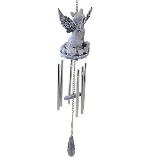 Roman 15.0 Inch Cat Memorial Windchime Bereavement , Pawprints Wings Heaven (1PC) image {1}
