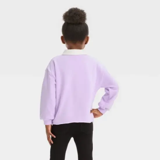 Grayson Mini Toddler Girls' Smiley French Polo Pullover Sweatshirt - Purple image {1}