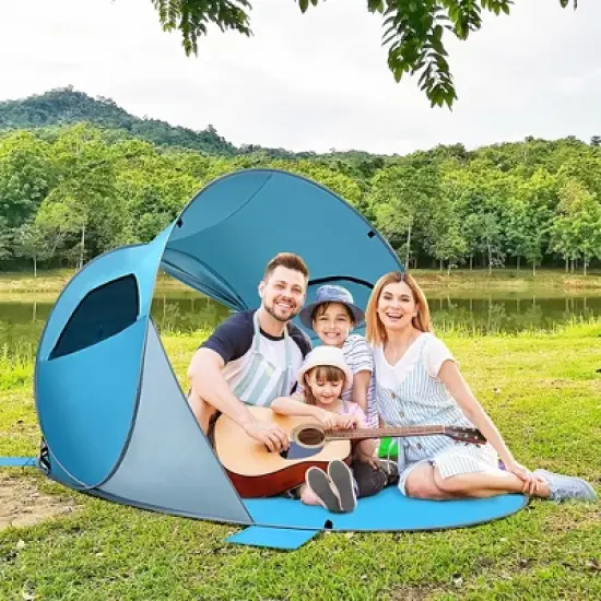 Costway Pop Up Beach Tent Anti-UV UPF 50 Plus Portable Sun Shelter for 3-4 Person image {10}