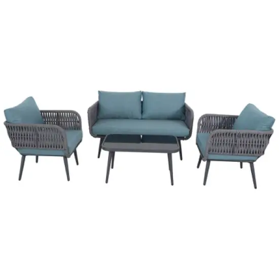 Northlight 4-Piece Caicos Outdoor Patio Conversation Set with Cushions image {2}