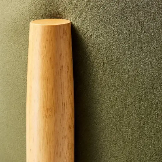 Elroy Round Velvet Ottoman with Wooden Legs - Threshold&trade; designed with Studio McGee image {3}