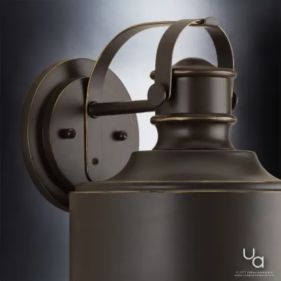 Urban Ambiance Luxury Luxe Industrial Outdoor Wall Light,  11-1/2"H x 11"W,  Olde Bronze Finish, UHP1042 image {3}