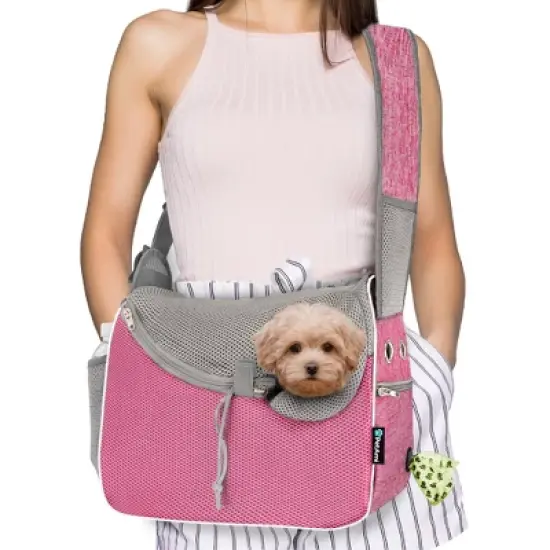 PetAmi Small Dog Sling Carrier, Soft Crossbody Puppy Carrying Purse, Adjustable Breathable Travel Pet Cat Pouch to Wear for Traveling image {9}