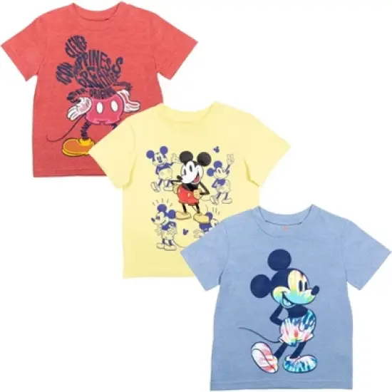 Disney Mickey Mouse 3 Pack Pullover Graphic T-Shirts Yellow/Red/Blue  image {9}