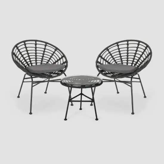 3pc Pigment Iron Modern Boho Chat Set Gray - Christopher Knight Home image {1}