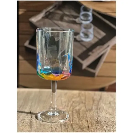 Rainbow Diamond Acrylic Glasses Drinking Set of 4 DOF (9oz), Plastic Drinking Glasses, BPA Free Cocktail Glasses, Drinkware Set image {7}
