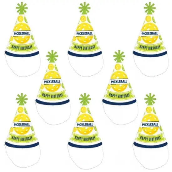 Big Dot of Happiness Let&rsquo;s Rally - Pickleball - Cone Happy Birthday Party Hats for Kids and Adults - Set of 8 (Standard Size) image {5}