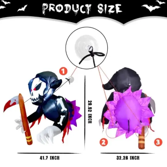 3.5FT Halloween Decorations Outside - Inflatable Decor Outdoor Window Breaker Skeleton Grim Reaper Build-in LED for Decoration Party Decor image {6}