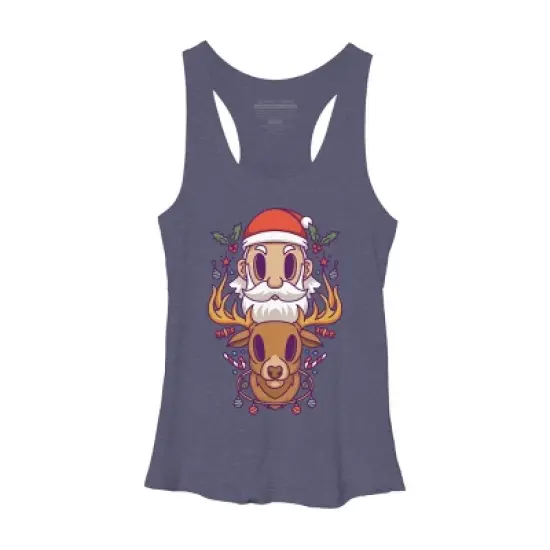 Women's Design By Humans Santa and The Reindeer By PentoolKnight Racerback Tank Top image {4}