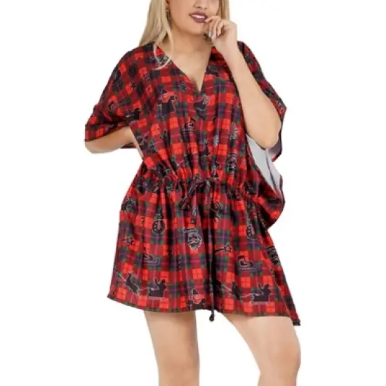 HAPPY BAY Women's Swim Beach Dress Cover Ups for Swimwear Bathing Suit Cover up Mini Christmas Tree Swimsuit Coverups for Women 3X-4X Red image {7}