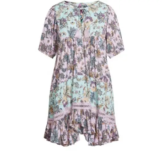 Women's Plus Size Sundara Border Tunic - blue | AVEOLOGY image {2}