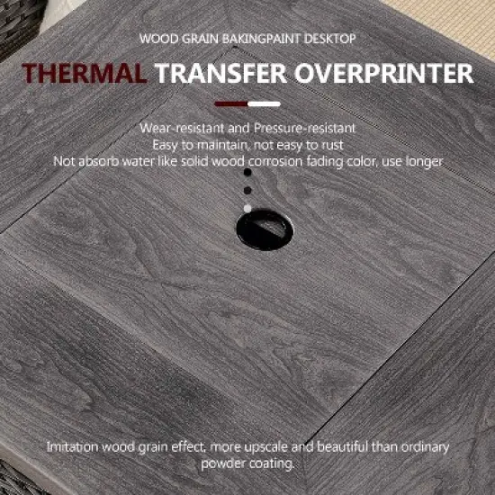 POCASSY 6PCS Patio Furniture Set with Square Fire Pit Table, All Weather Wicker Outdoor Conversation Set with Sofa, Patio Chairs, Firepit and Ottoman image {3}