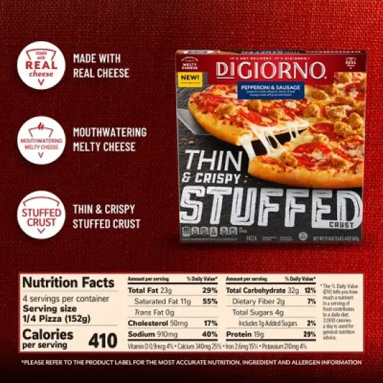 DiGiorno Thin & Crispy Stuffed Crust Pepperoni & Sausage Frozen Pizza - 21.4oz image {12}