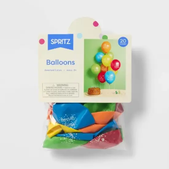 20ct Happy Birthday Printed Balloons - Spritz&trade; image {1}