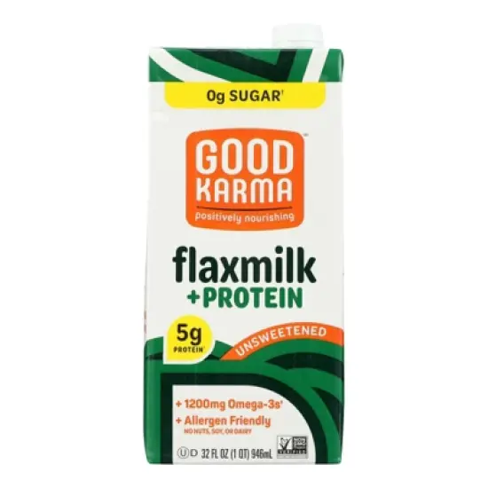Good Karma Unsweetened Protein Flax Milk - Case of 6/32 oz image {6}