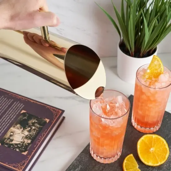 Viski Premium Finish Gold Pitcher, Modern Drink Carafe, Stainless Steel Pitcher, 46 Ounces, Pitcher with Handle, Gold Plated, Set of 1 image {3}