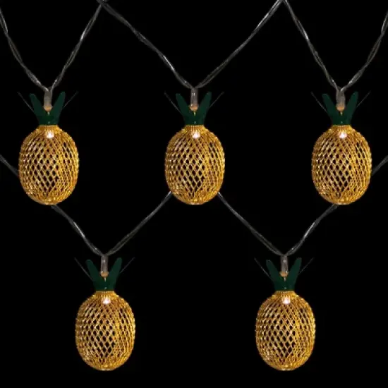 Northlight 10 B/O LED Warm White Gold Pineapple String Lights - 3' Clear Wire image {2}
