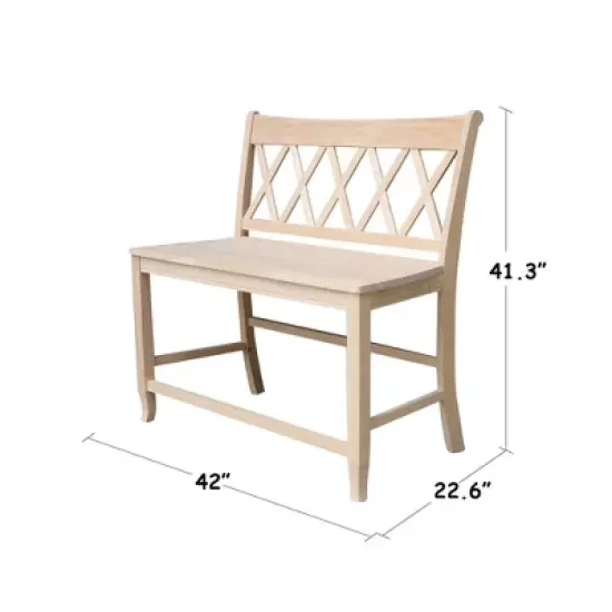 24" Double X Back Bench Seat Height Unfinished - International Concepts image {7}