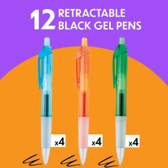 BIC Intensity Clic Black Gel Pens, Medium Point (0.7mm), 12-Count Pack, Retractable Gel Pens With Comfortable Grip (Packaging May Vary) image {1}