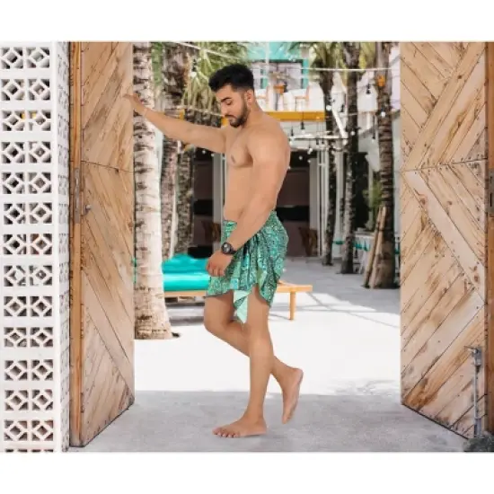 LA LEELA Men's Beachwear Wrap Summer Short Hawaiian Lava Lava Regular Surfing Cover-Up Swimwear Holidays Beach Sarongs For Men One Size Multi, Floral image {3}