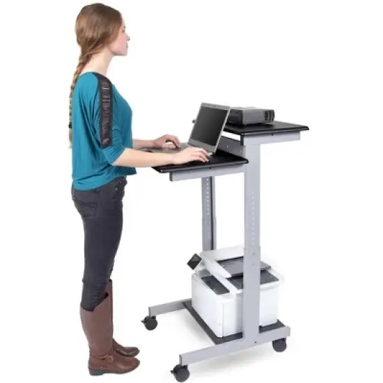 Stand Up Desk Store Rolling Adjustable Height Two Tier Standing Desk Computer Workstation image {2}