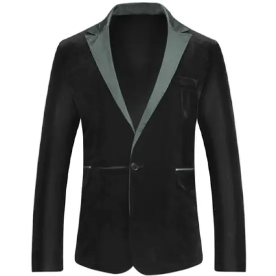 Lars Amadeus Men's Velvet Blazer One Button Party Prom Tuxedo Dinner Suit Blazer image {9}