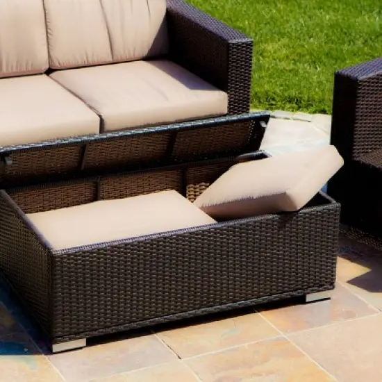 Murano 4pc Wicker Patio Sofa Set - Brown - Christopher Knight Home image {4}