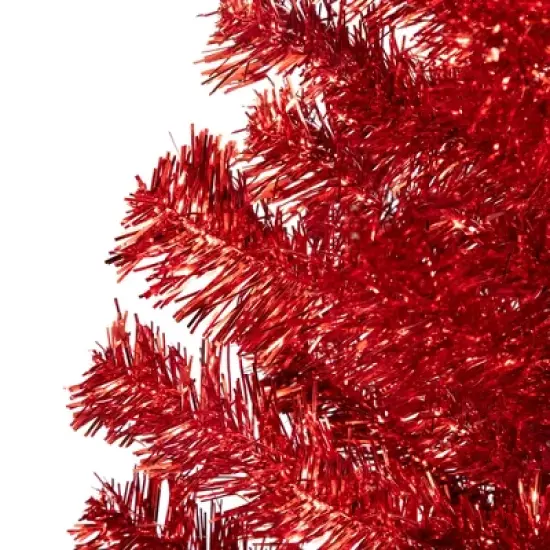 Northlight Artificial Tinsel Christmas Tree - 4' - Red - Unlit image {3}