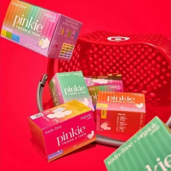 Pinkie Tween & Teen Ultra-Thin Organic Topsheet Pads with Wings - Size Small - 18ct image {12}