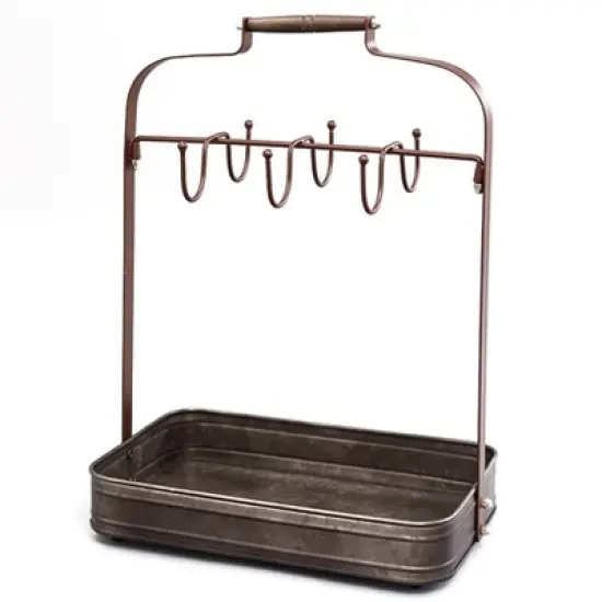 The Lakeside Collection Galvanized Metal Coffee Mug and Cup Holder with Storage Tray image {3}