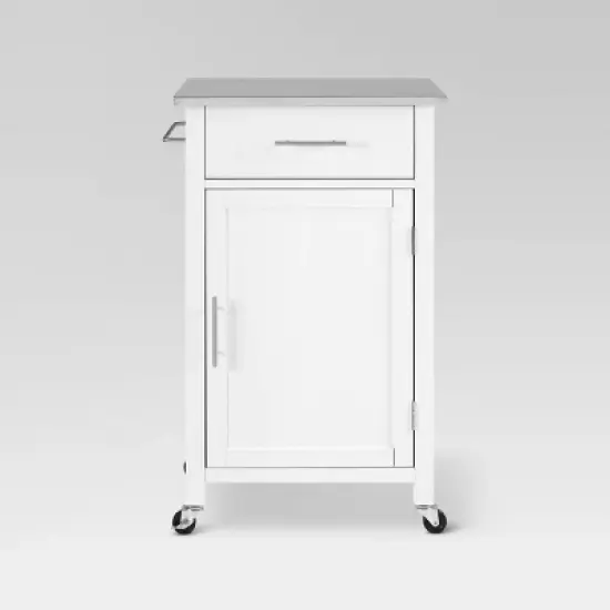 Savannah Stainless Steel Top Compact Kitchen Island Cart White - Crosley image {1}