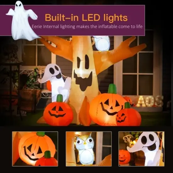 Gulches 7.5' Tall Halloween Inflatable Haunted Tree with Owl/Ghost/Pumpkins, Outdoor LED Waterproof Decor? image {5}