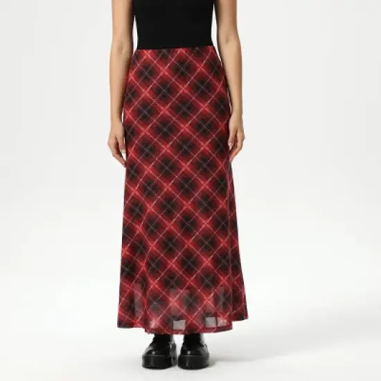 Women's Slight Fishtail Mesh Skirt - Wild Fable&trade; Red Plaid image {5}