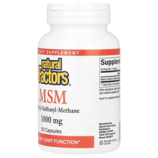 Natural Factors MSM, 1,000 mg, 90 Capsules image {2}