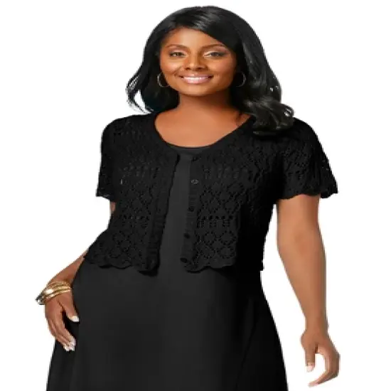 Jessica London Women&rsquo;s Plus Size Crochet Shrug image {2}