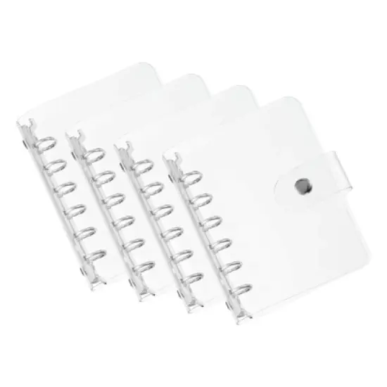 Unique Bargains PVC Waterproof Metal 6 Ring Round Binder Cover for Meeting Folder A7 4 Pcs image {4}