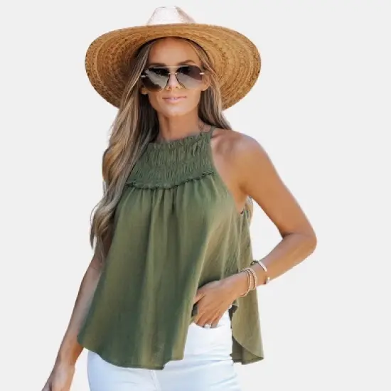 Women's Ruffled Smocked Cami Top- Cupshe image {4}