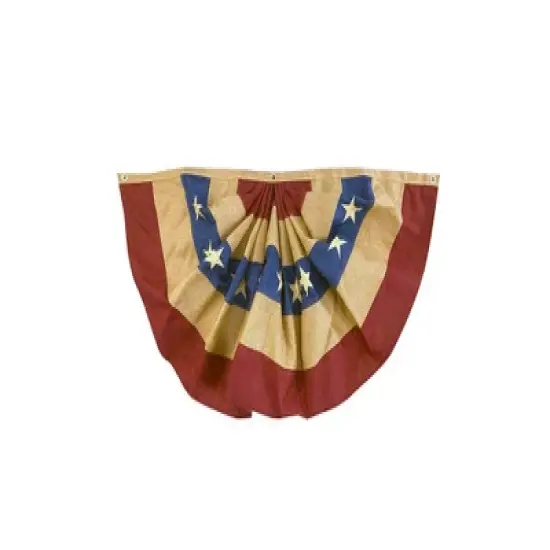 Briarwood Lane Burlap Patriotic Embroidered Bunting USA 48" x 24" Pleated Banner with Brass Grommets image {1}