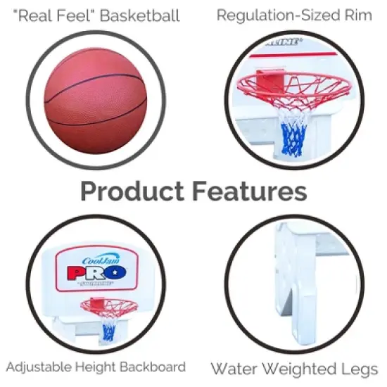 Swimline Cool Jam Pro In-Ground Poolside Basketball Game with Hoop, Regulation Size Ball, and Adjustable Backboard Height for Kids and Adults image {2}