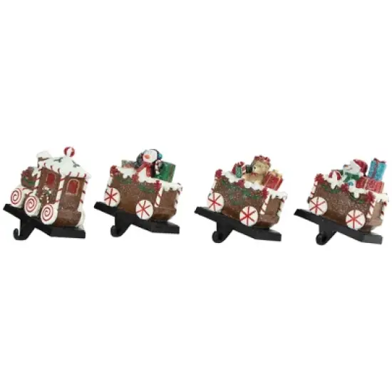 Northlight Set of 4 Gingerbread Train Christmas Stocking Holders 4.75" image {2}