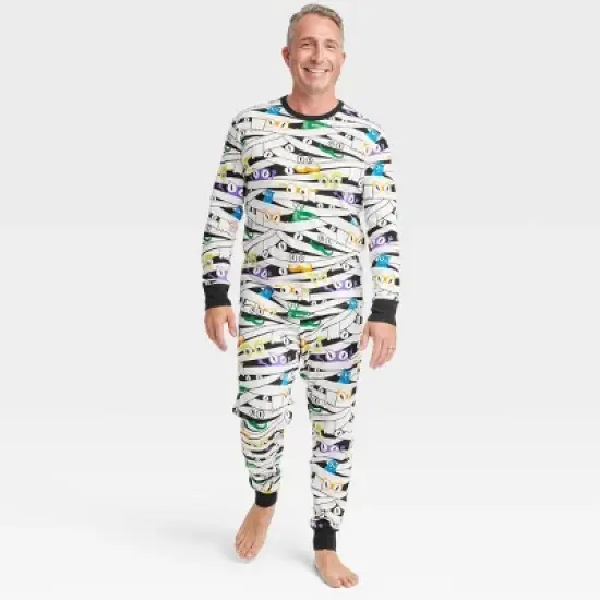 Men's Glow-In-The-Dark Mummy Halloween Matching Family Pajama Set - Hyde & EEK! Boutique&trade; White image {4}